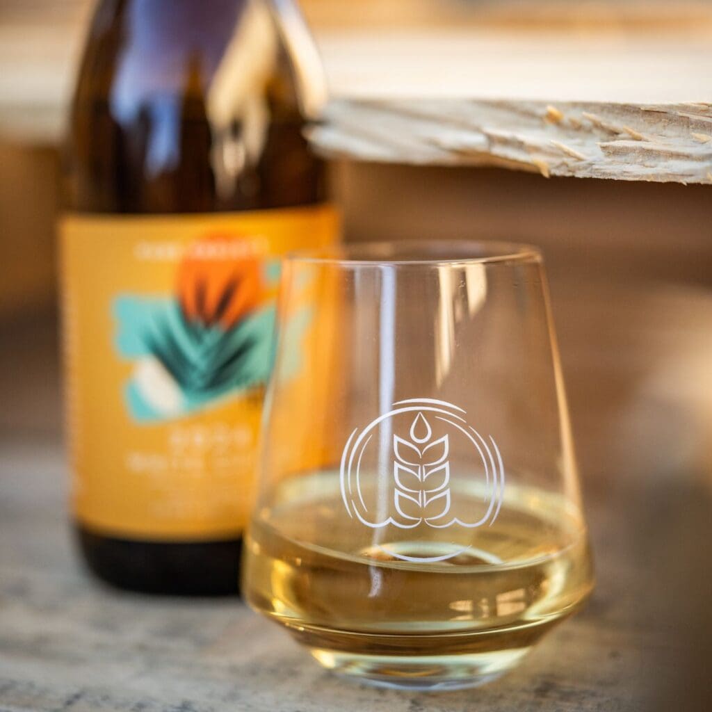 Bottle and Pour of Pure Project's White Wine Cuvée with Tablas Creek