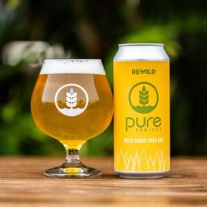 A can and pour of Rewild west coast pale ale