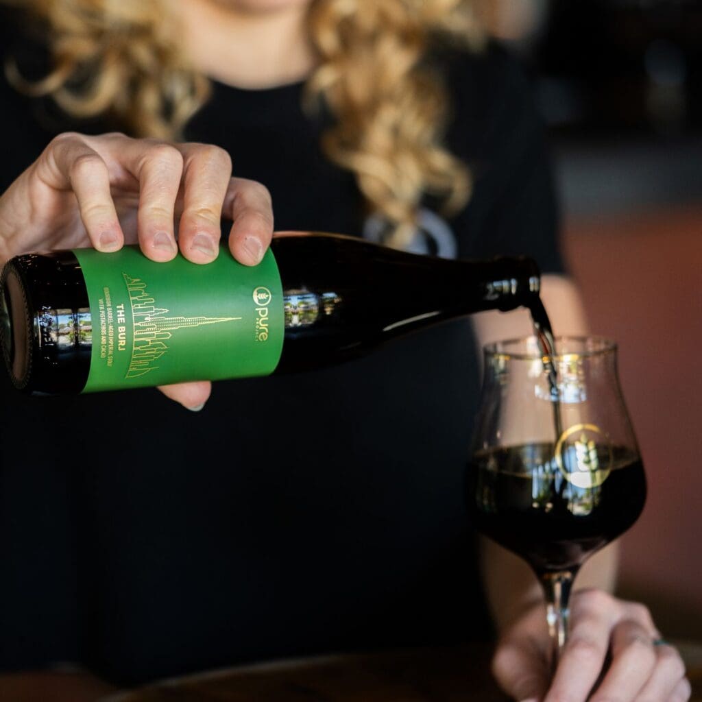Bottle of The Burj being poured