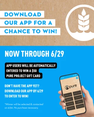 📱 App users, this one's for you! Now through 6/29, all Pure Project app users are automatically entered to win a $50 gift card! 💸🍻⁠
⁠
Don't have the app yet? Download the Pure Project app by 6/29 for a chance to win! 🙌 ⁠
⁠
🔗 Download now using the link in our bio!⁠
⁠
🎉 Winner will be selected & contacted on 6/30. No purchase necessary.